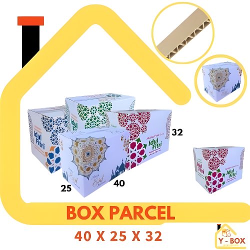 Kardus Parcel 40x25x32 (Besar) Box Parcel lebaran Packing Lebaran Idul Fitri Sembako Besar motif
