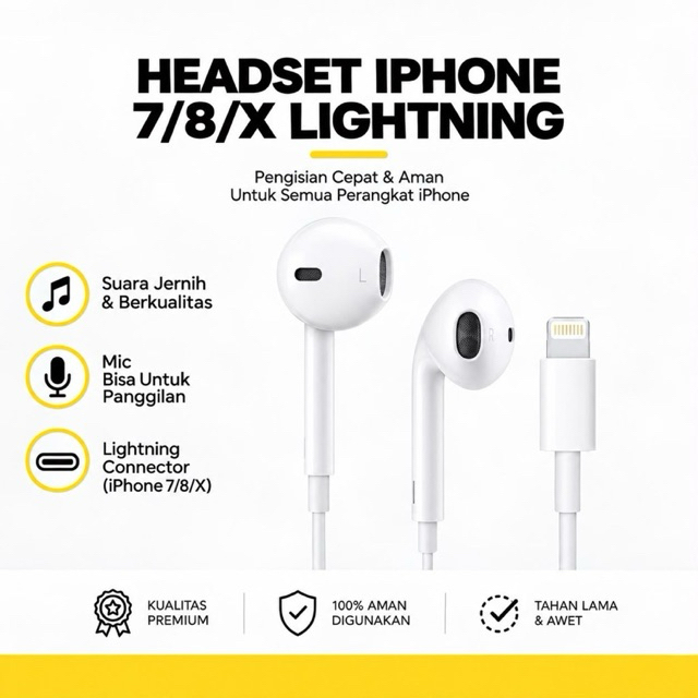 Headset iphone 7 8 X Lightning Earphone