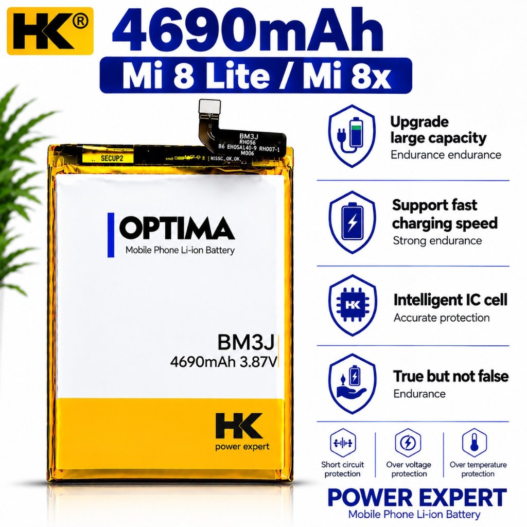 HK Optima Baterai Mi 8 lite / Mi 8X  4690mAh BM3J 3.87V Double IC Batere BM3J Double Power