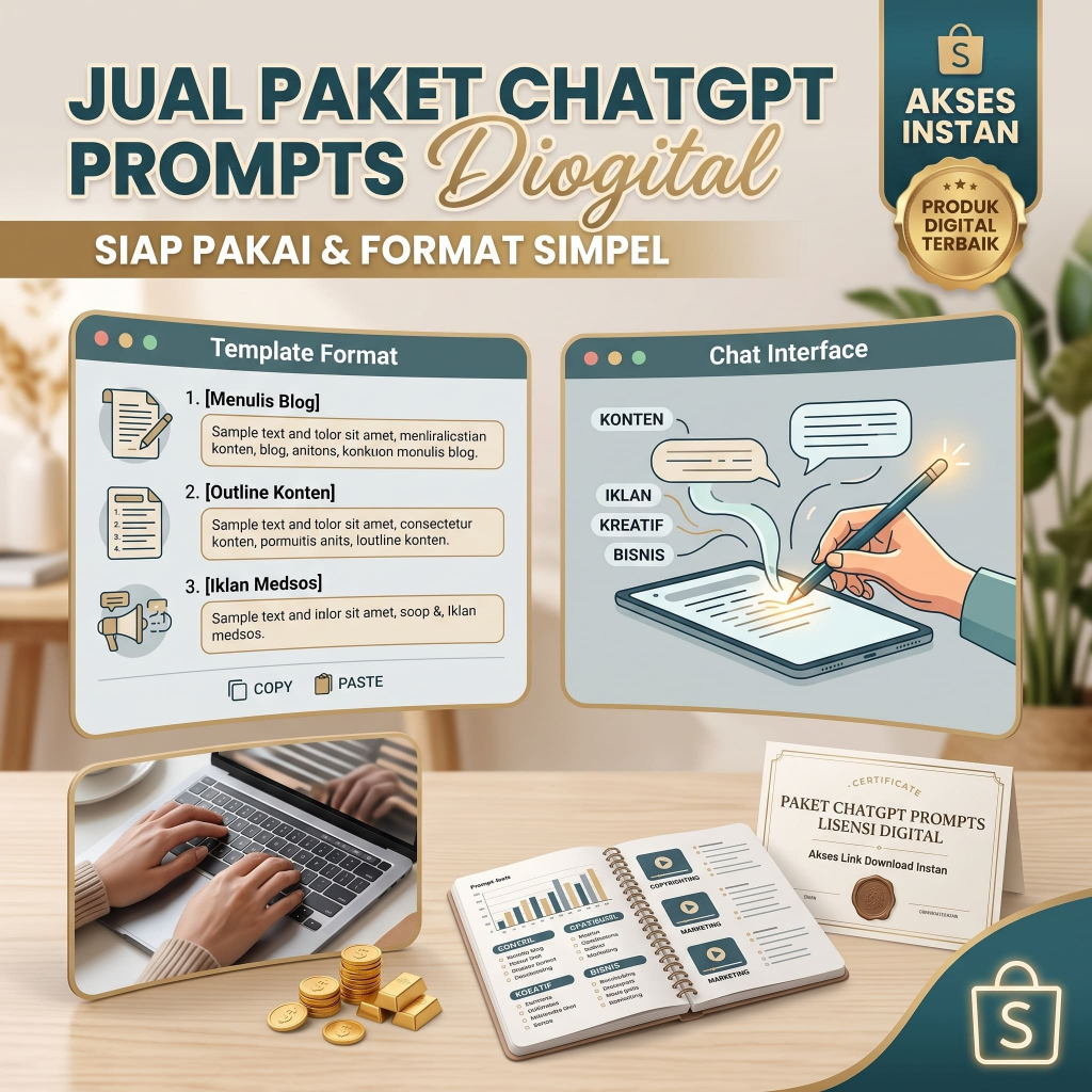 Paket ChatGPT Prompts Digital Siap Pakai Format Sederhana untuk Menulis Blog Outline Konten Iklan Me
