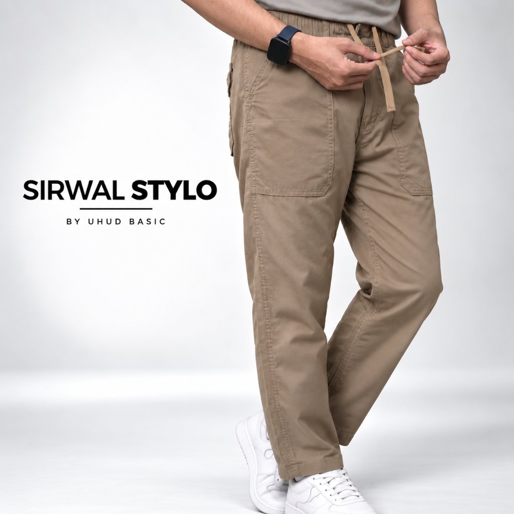 Uhud Basic - Sirwal Stylo #1 Basic Pants Celana Panjang Pria Laa Isbal Bahan Nyaman
