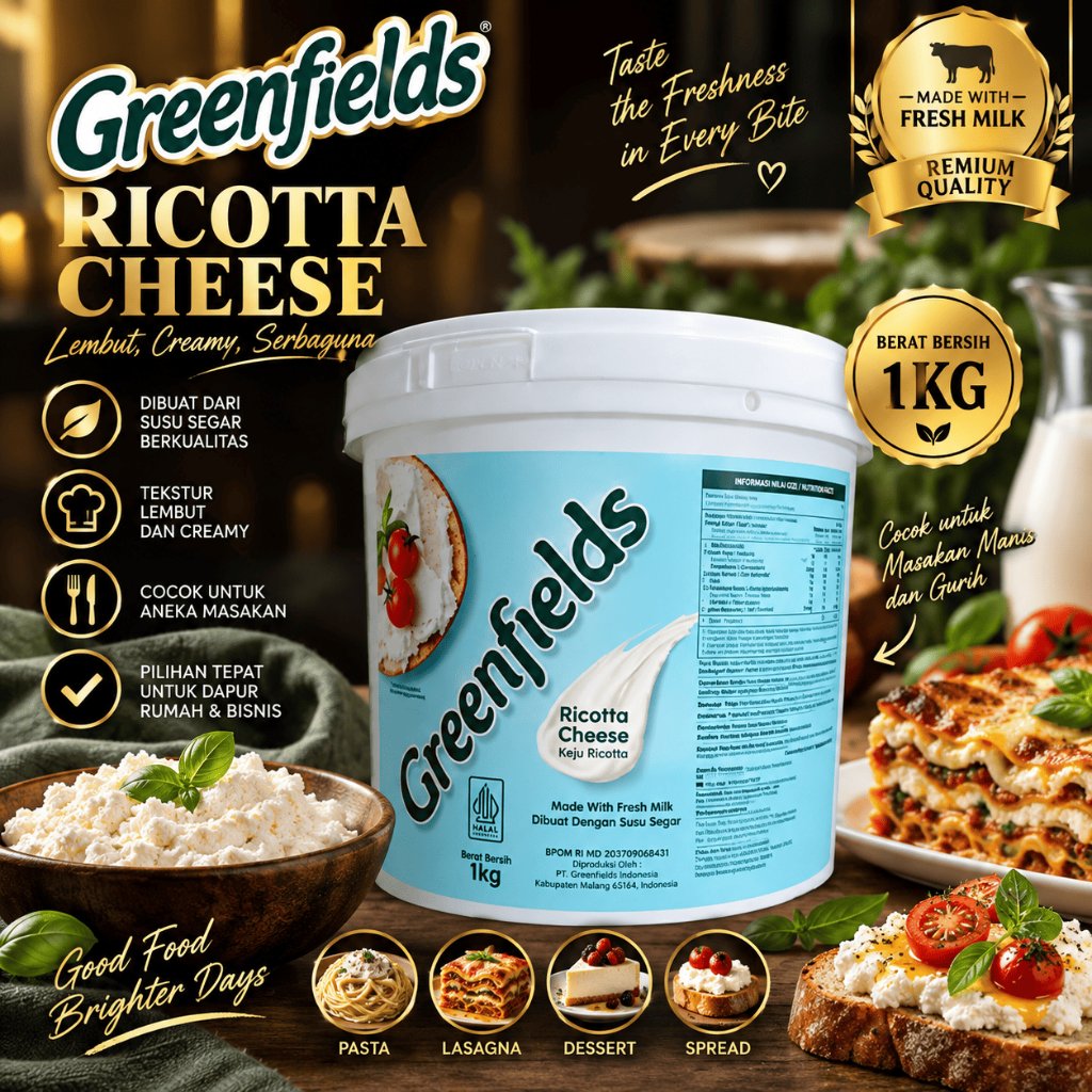 Riccotta Cheese Greenfield / Keju Riccotta Greenfield - 1 Kg