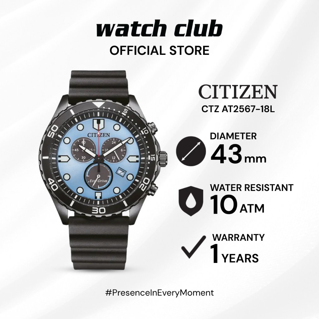 Citizen - Jam Tangan Pria Tali Rubber Citizen Eco Drive Chronograph CTZ-AT2567-18L