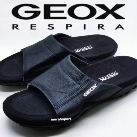 sandal slop geox hitam respira kulit asli
