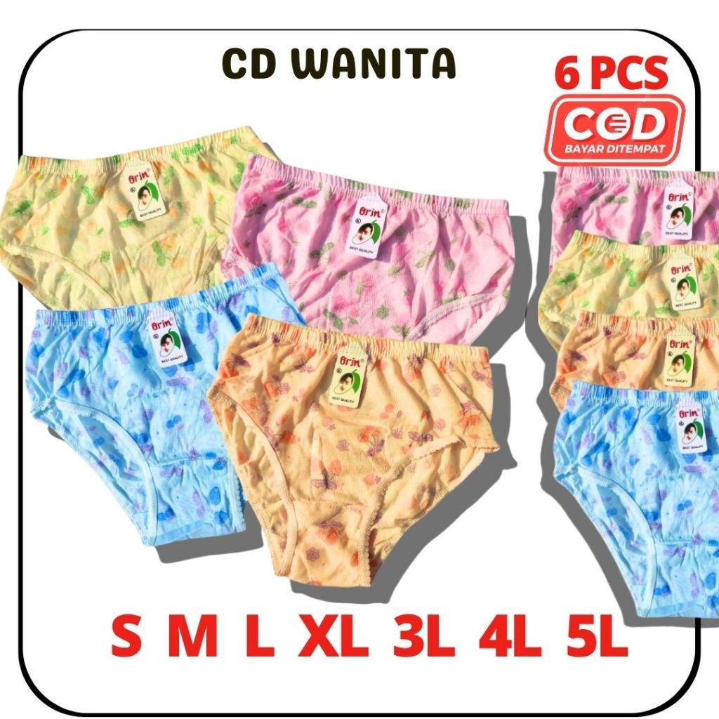 PAKET 6 PCS CD WANITA ORIN | CELANA DALAM WANITA  ORIN ANAK - DEWASA SIZE S - 5L