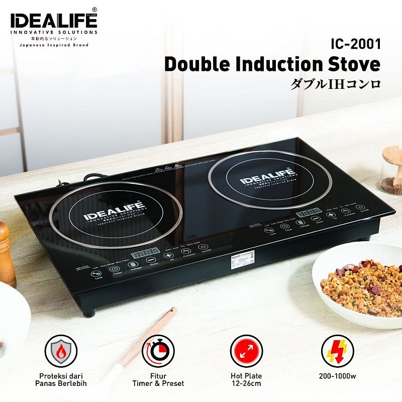 IDEALIFE - Double Induction Stove - Kompor Listrik Induksi 2 Tungku- IC-2001