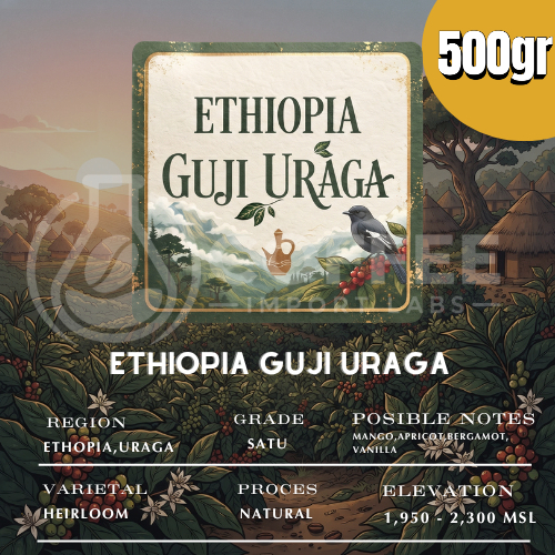 Ethiopia Guji Uraga Natural | Green bean import arabika 500gr - Coffee import labs