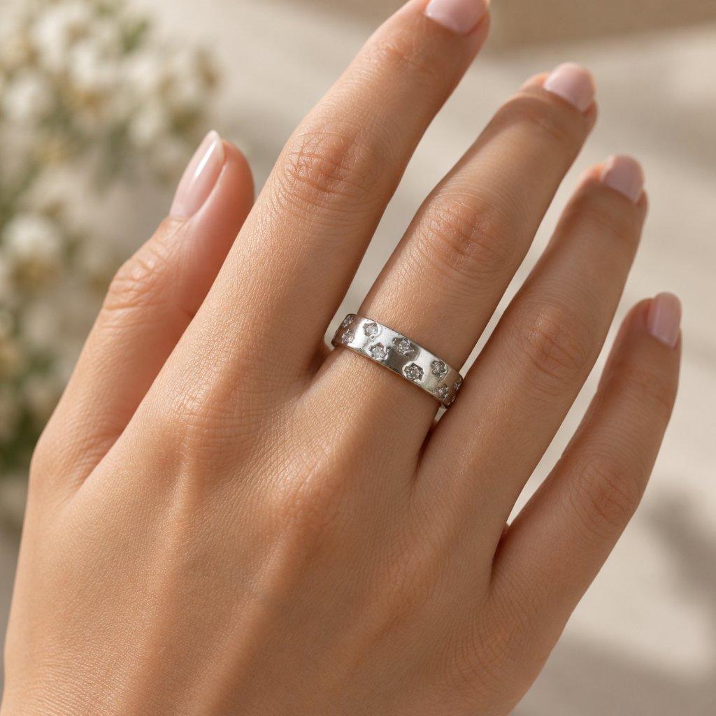 YOBEL_JEWELLERY - CINCIN WANITA BAND SCATTER ZIRKONIA SILVER [42000333]