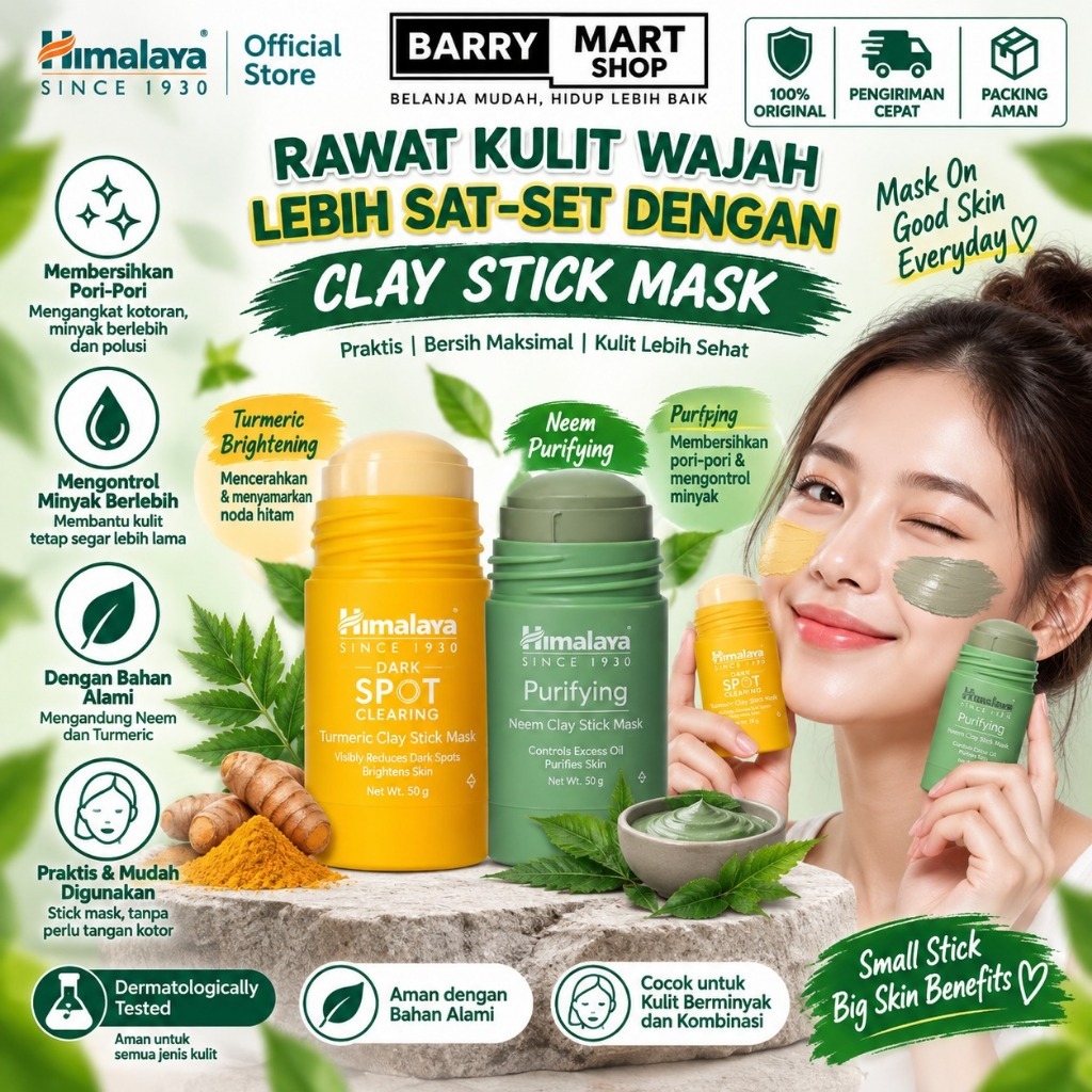 HIMALAYA PURIFYING NEEM & TURMERIC DARK SPOTS CLAY STICK MASK 30G IMASKER FLEK HITAM IMASKER JERAWAT