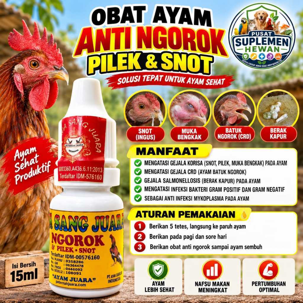 Obat Ayam Ngorok Pilek Snot 15ml | Obat Ayam Anti Ngorok & Gangguan Pernapasan