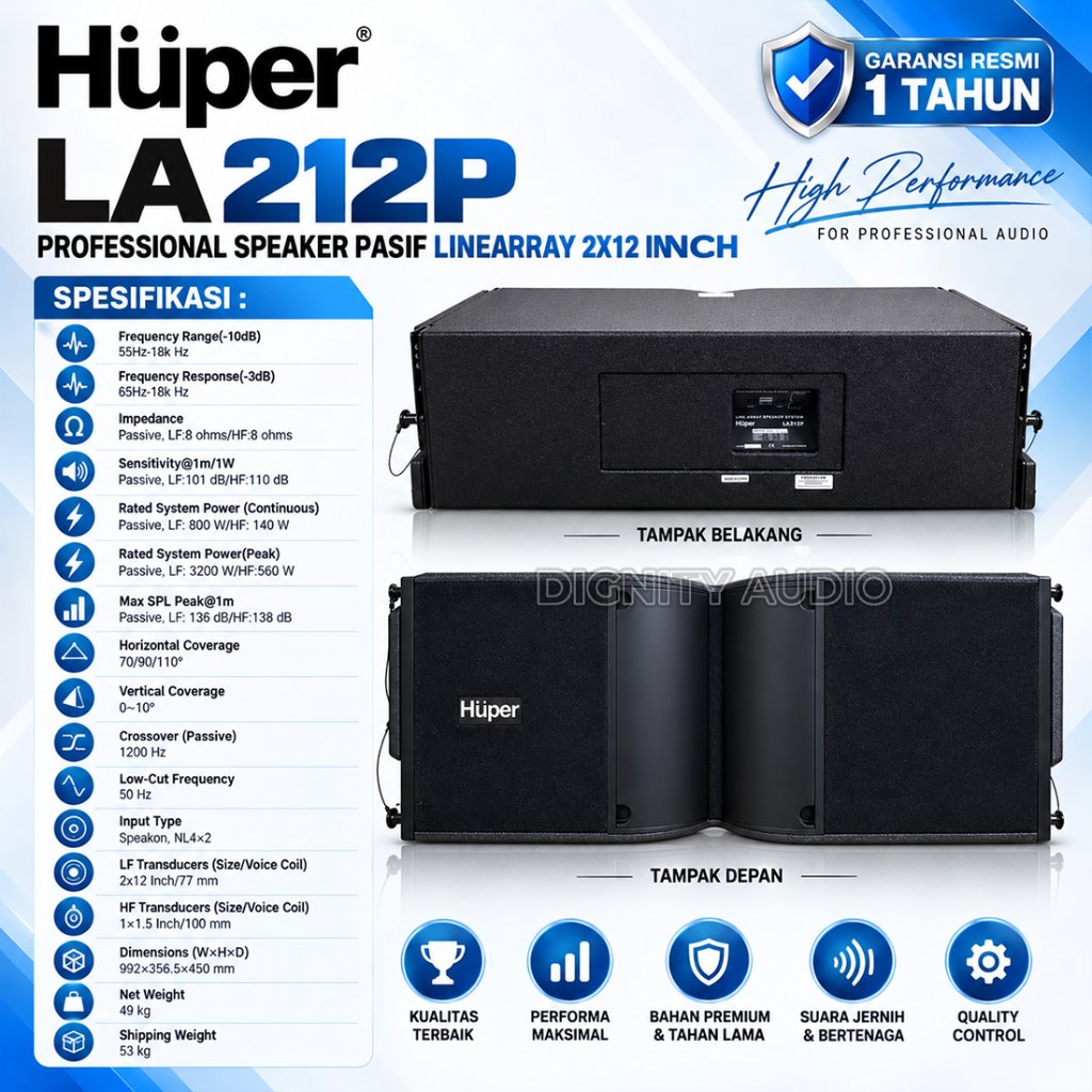 Speaker Pasif LineArray Line Array 2x12 Inch HUPER LA 212P | LA212P | LA 212 P Original
