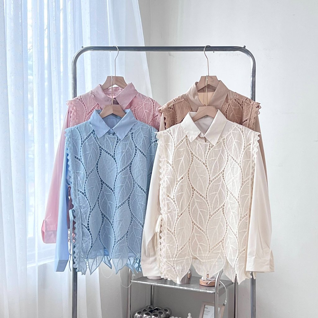 CHIMARA | 675-1 | Atasan Wanita Blouse Katun dengan Vest Aktif Daun Katbol Elegan Look