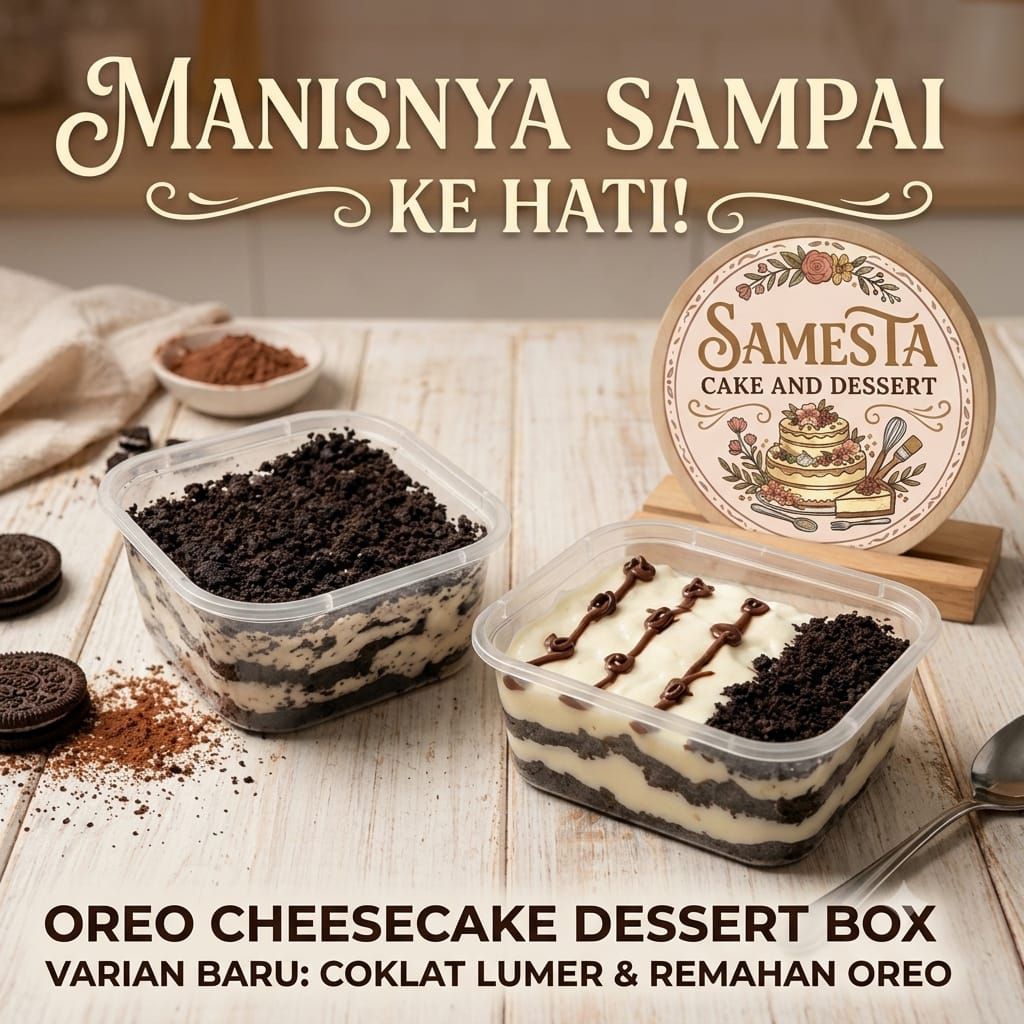 Samesta Cake and Dessert Oreo Cheesecake Dessert Box varian Coklat Lumer remahan Oreo
