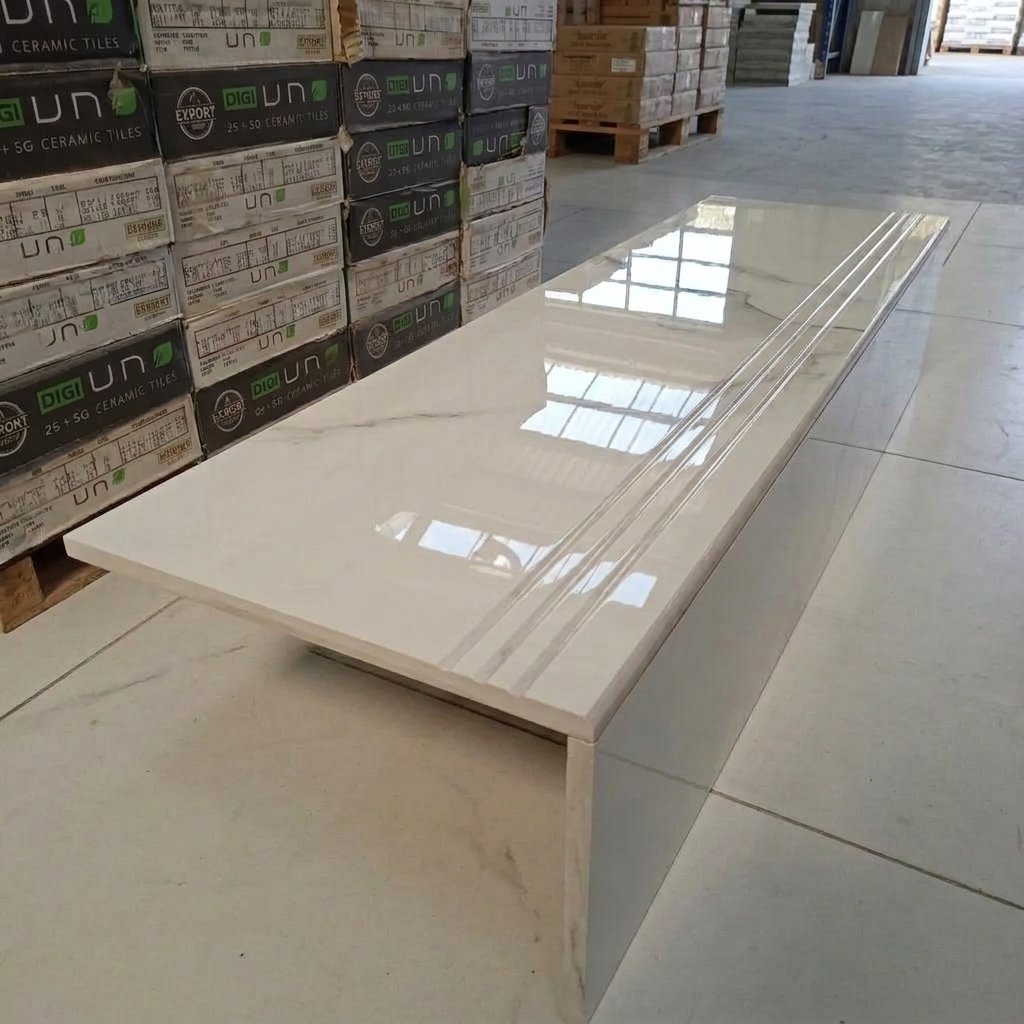 Granit Tangga Florence Calacatta 30x80 20x80 Mewah Stepnosing Granite Tile Custom Rapi
