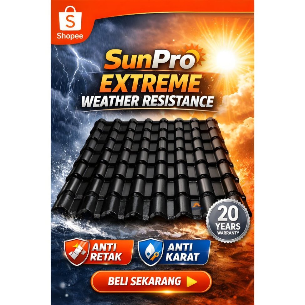 Genteng PVC Sunpro Roof Tile - Garansi Resmi 20 Tahun
