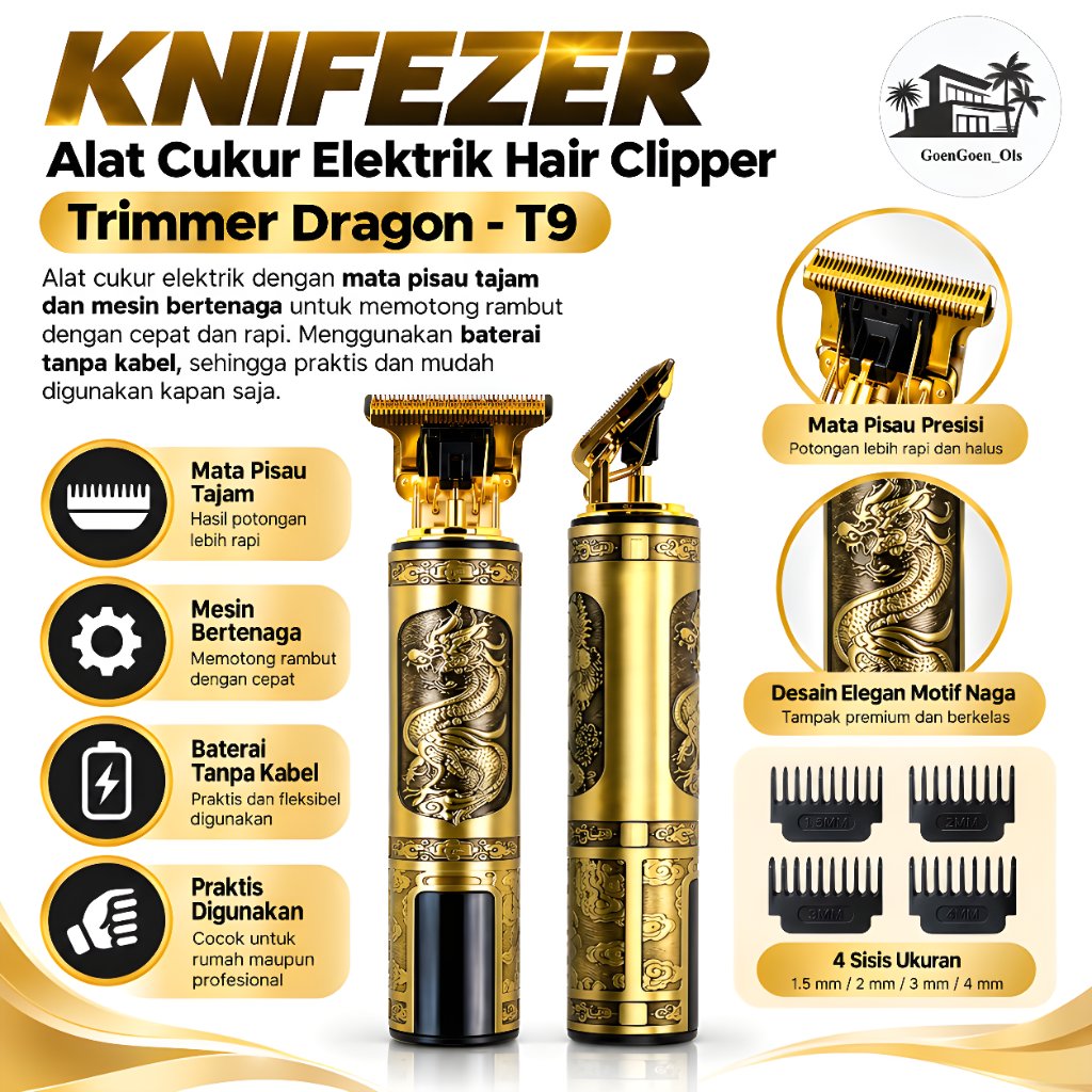 Alat Cukur Elektrik Hair Clipper Trimmer Model Dragon - T9 / Trimmer