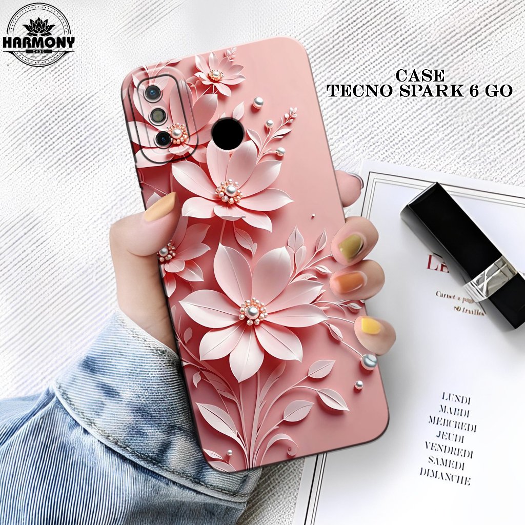 Case Tecno Spark 6 Go Terbaru- Fashion Case Bunga - Softcase Tecno Spark 6 Go - Silikon Pro Camera -