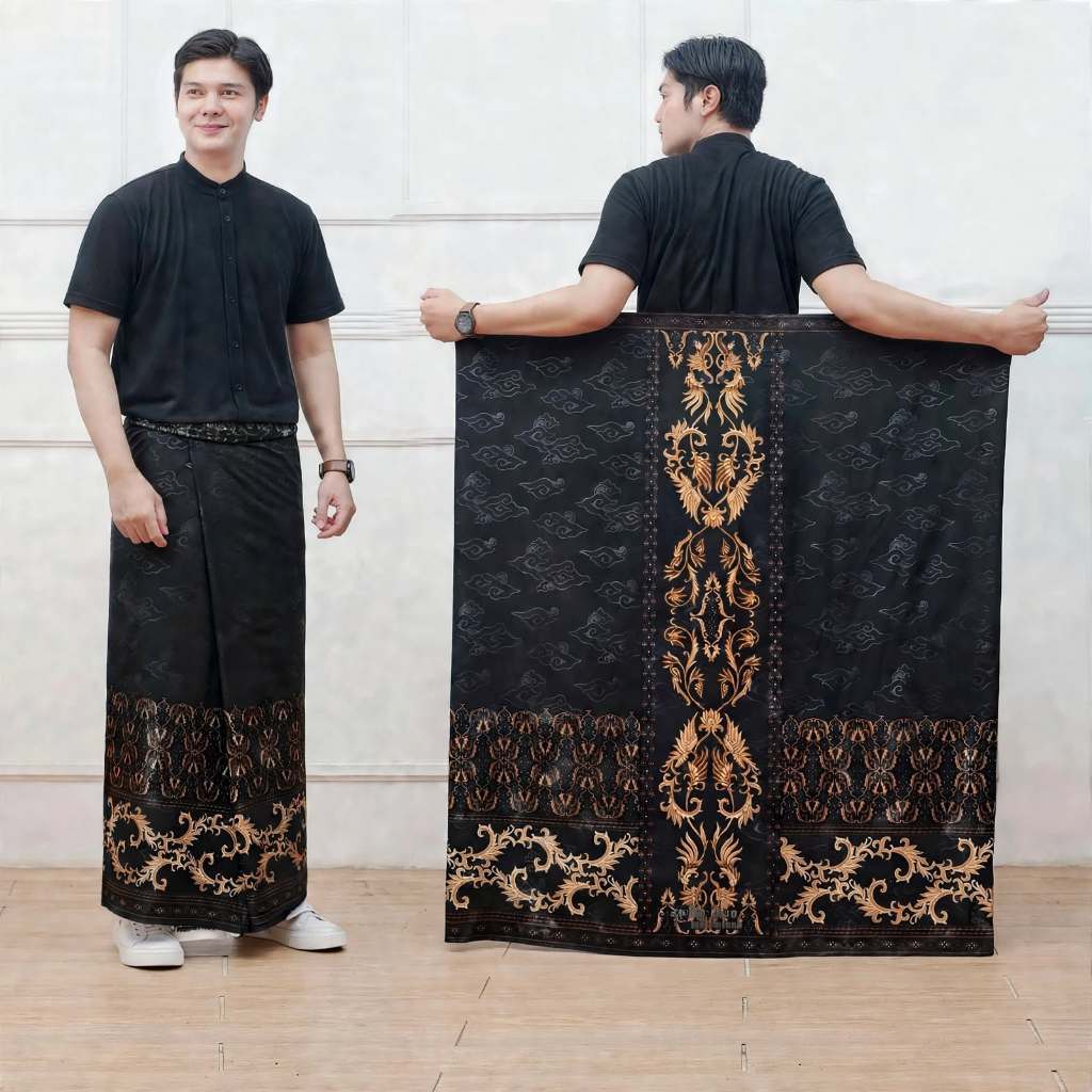 Sarung Batik Bali Lestari Harum Emos Glosy Timbul  Tradisional Kekinian Gread B Jahitan dua