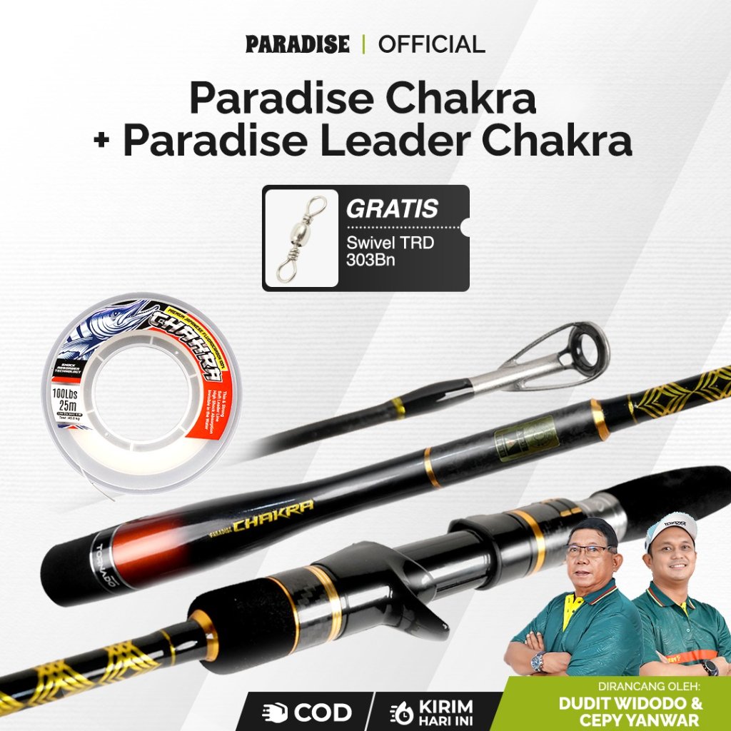 Paradise - Set Joran Pancing Paradise Chakra Japan Style 180 cm PE 2-6 + Leader Chakra Gratis Swivel