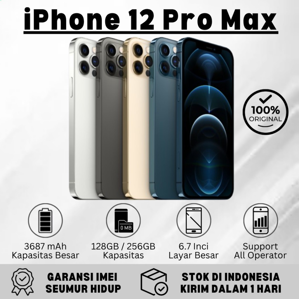 iPhone Apple 12 Pro Max 128GB/256GB Second Original 100% all varian 99% aksesoris komplit Full Funct