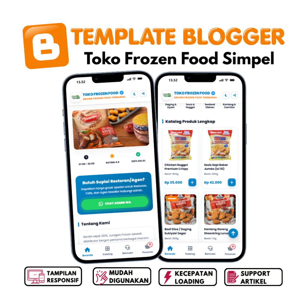 Template Blogspot Blogger Toko Frozen Food Simpel Responsif Mudah Digunakan