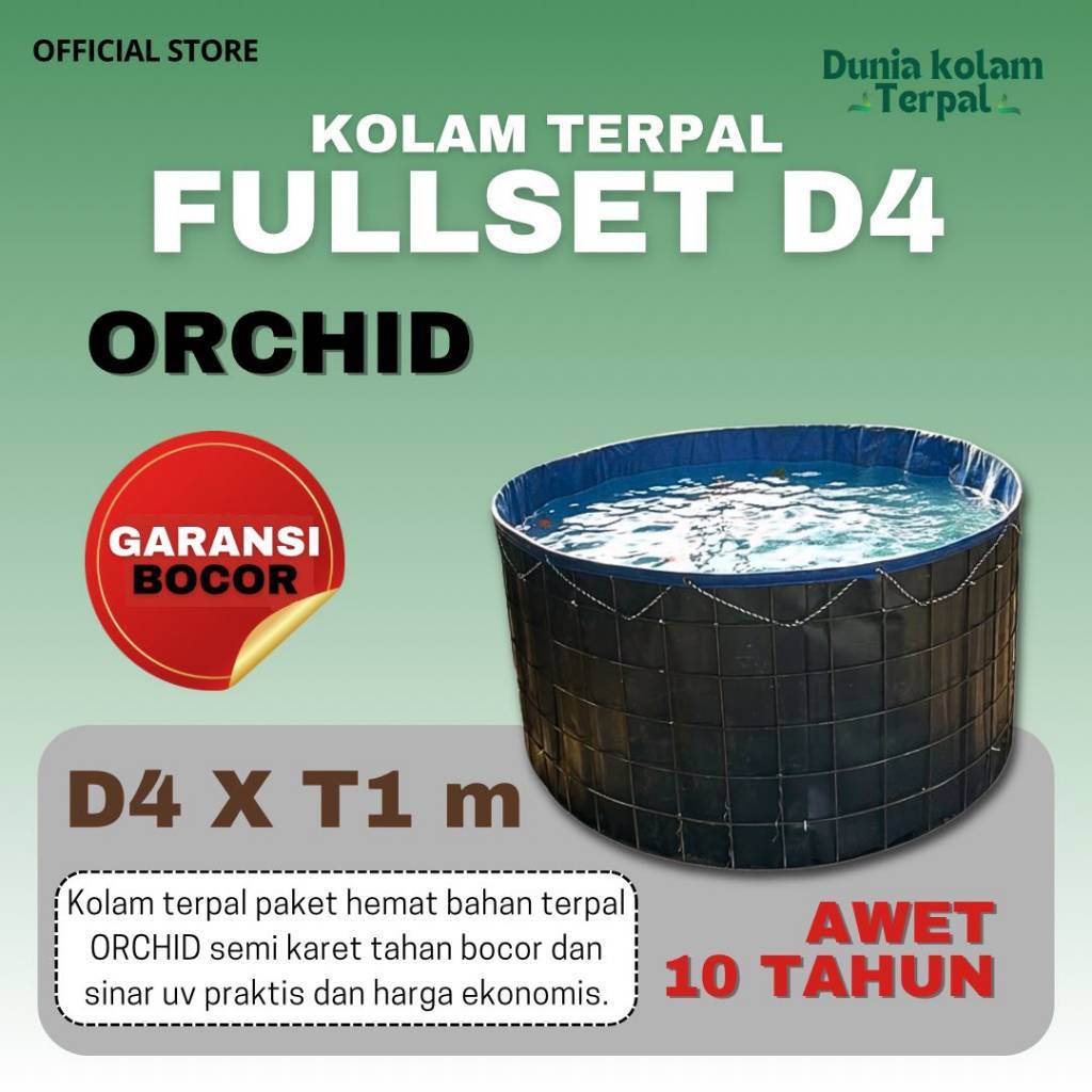Kolam Terpal Fullset D4 Orchid Anti Bocor - Paket Komplit Kolam Bulat