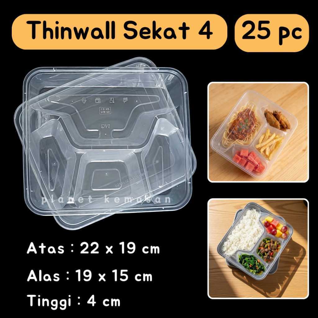 [25pc] Thinwall Lunch Box Sekat 4 / Thinwall Bento Sekat 4 / Thinwall Sekat 4 Bento