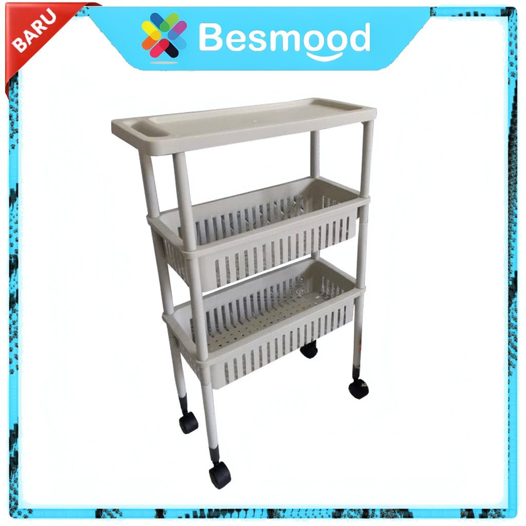 Besmood Rak Sisipan Plastik 3 Susun/Rak Roda Elco