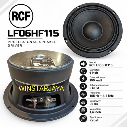 Komponen speaker woofer 6 inc RCF LF06HF115 coil 1,4 inc 100w