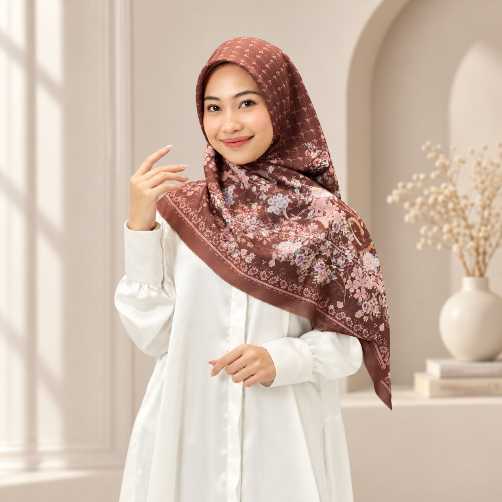 Amira -SHAFA Voal Printing Motif Hijab Segiempat Lasercut Premium Square Free Box