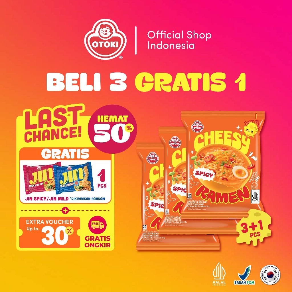 BUNDLING LEBIH HEMAT - OTOKI Cheesy Ramen Spicy HALAL 110g - Mie Instan Ramyeon Rasa Keju Pedas | Mi