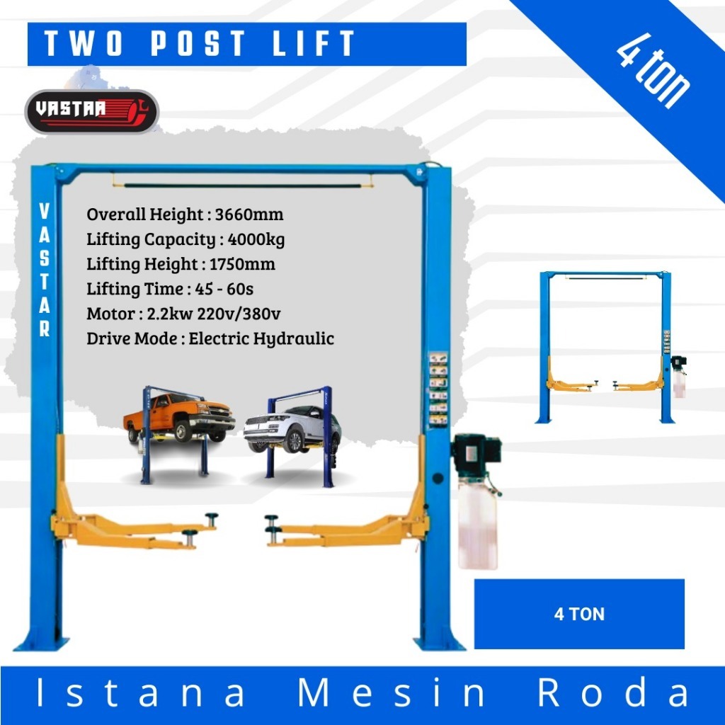 Lift Mobil 4 Ton Vastar Two Post Lift 2 Tiang Mobil Hidrolik Bengkel Yang Memiliki Kualitas Terbaik