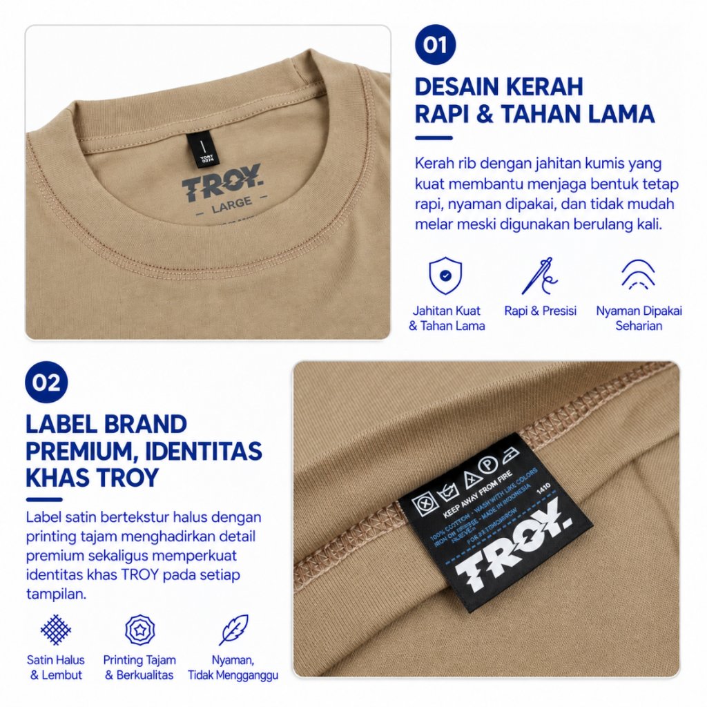 Troy Company Oversized T-Shirt Beige Sumtime - Kaos Oversize Pria Beige OVD 3720