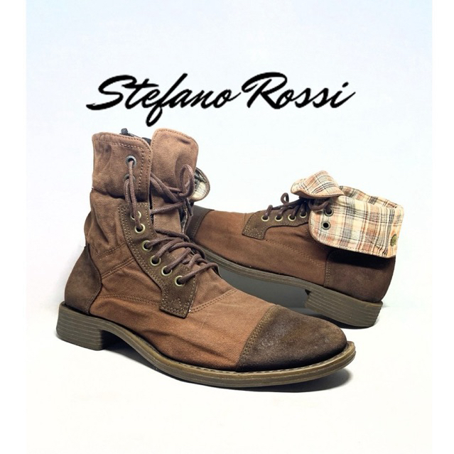 Size 39 | Stefano Rossi Sepatu Boot model roll top high camvas suede pria