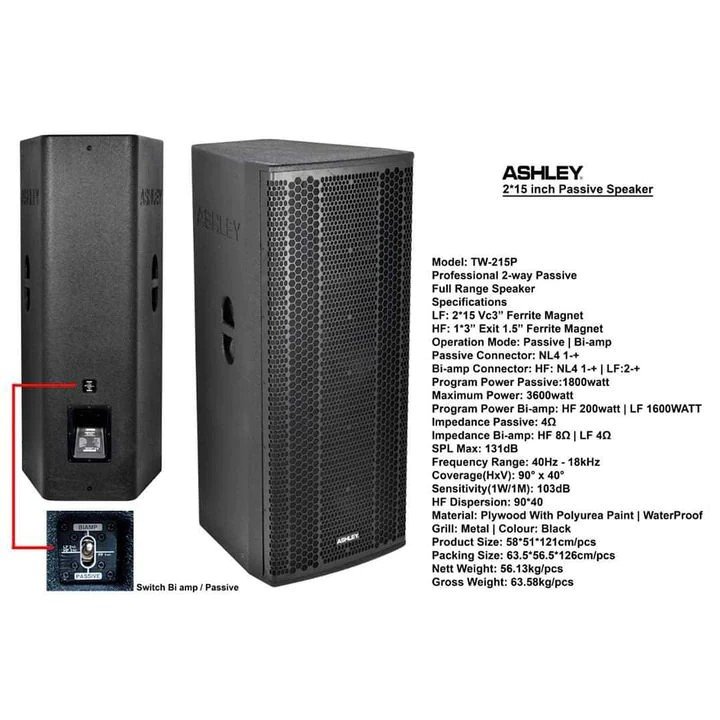SPEAKER PASSIVE ASHLEY TW 215P DOUBLE WOOFER 15" SPEAKER PASIF ASHLEY TW 212P DOUBLE WOOFER 12INCH P