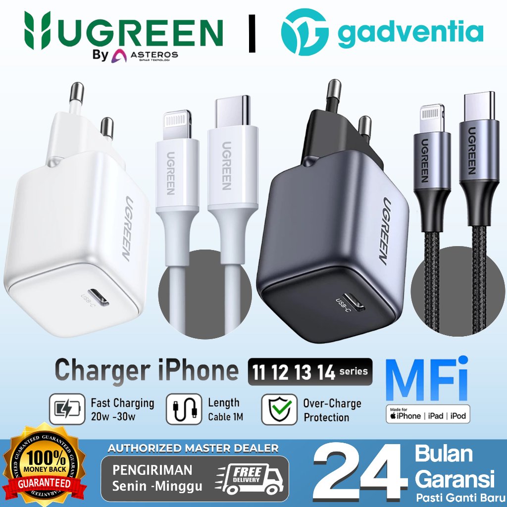 UGREEN Charger For iPhone XR 11 12 13 14 MFI PD Type C To Lightning Fast Charging 20w GAN