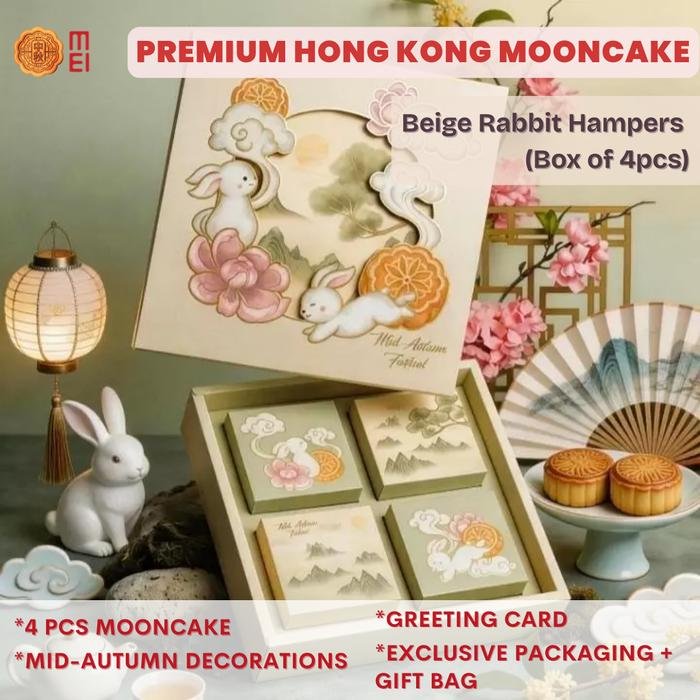 MEI Premium Hampers Mooncake Kue Bulan dengan Bahan Hongkong - Pilihan Rasa Pure White Lotus & White