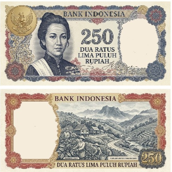 Uang Kertas 250 Dua Ratus Lima Puluh Rupiah Novelti Fantasi tema Cut Meutia 1960