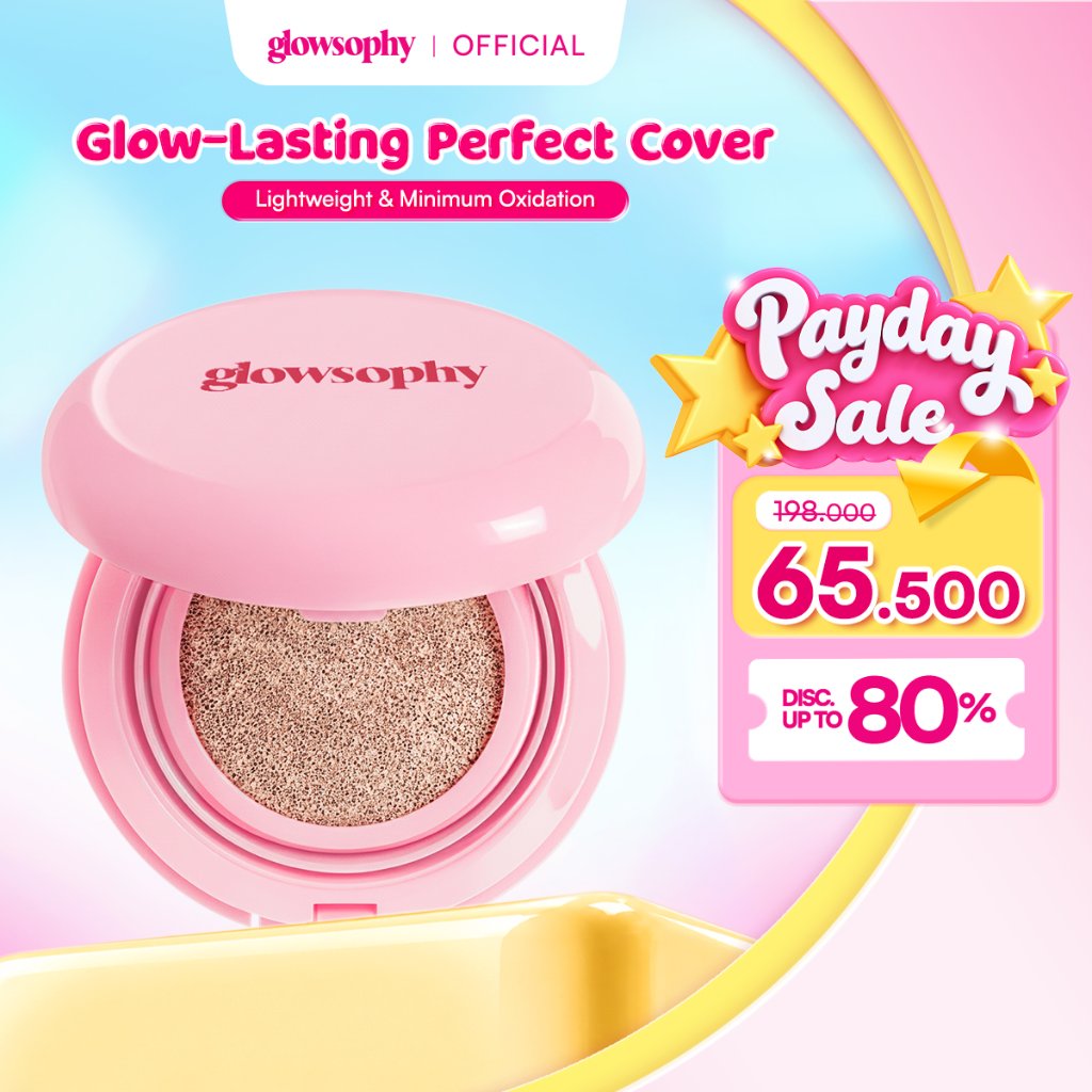 Glowsophy Cover Glow Serum Cushion Long Lasting All Day 11gr - Healthy Glow Finish Cushion Ringan dengan Medium Coverage Menyamarkan Pori-Pori dan Garis Halus Cushion Kulit Asia Foundation Waterproof Make Up Setting Hasil Akhir Glowing