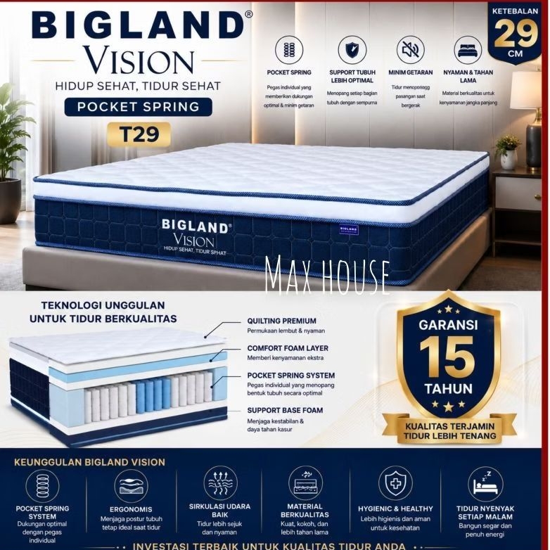 Kasur Springbed Bigland Plustop 120x200 cm / Springbed Bigland / Bigland Spring bed 120x200 cm / Kas