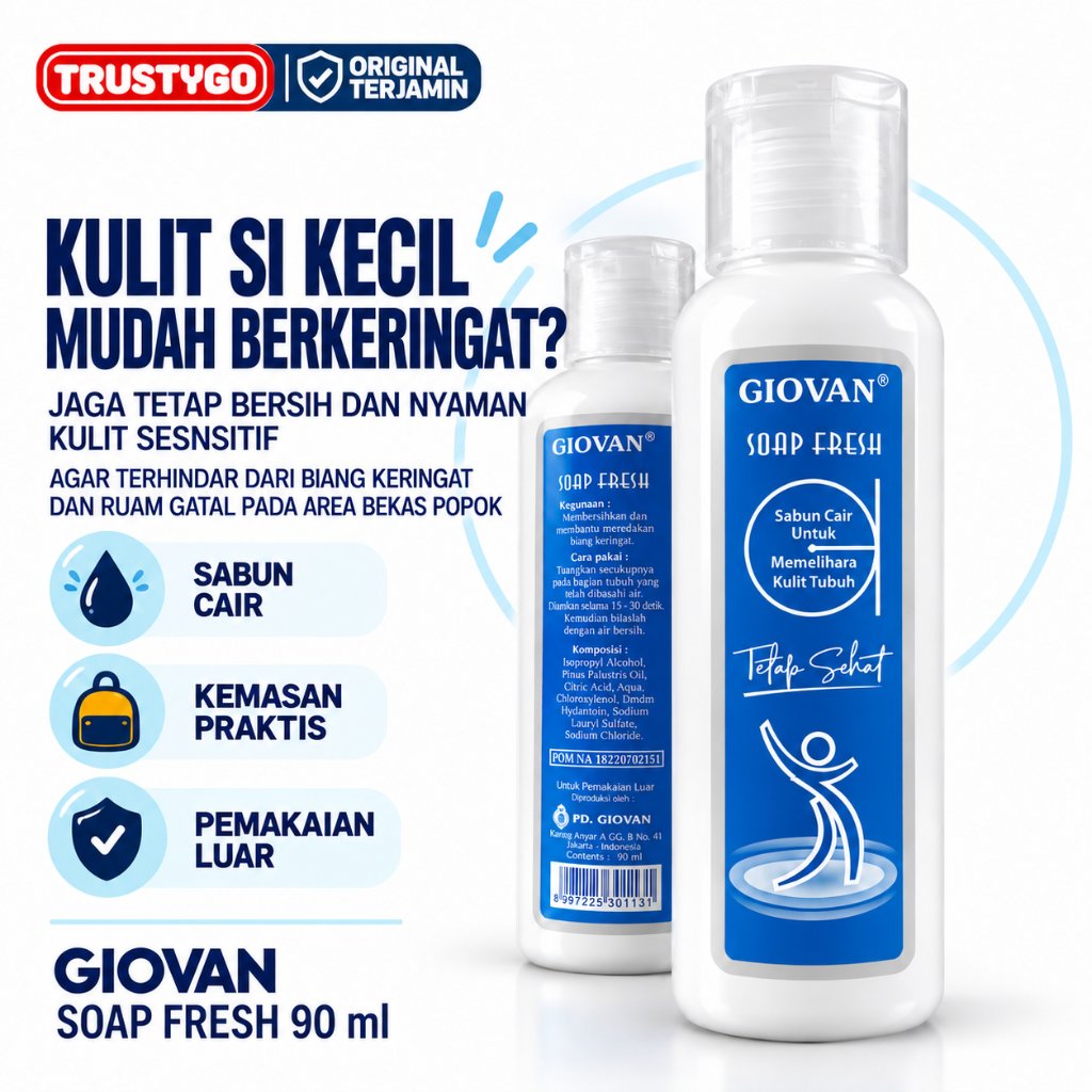 Giovan Sabun Bayi Antiseptik Original Soap Fresh Sabun Mandi Cair Biang Keringat Bayi Bayi Dan Kulit
