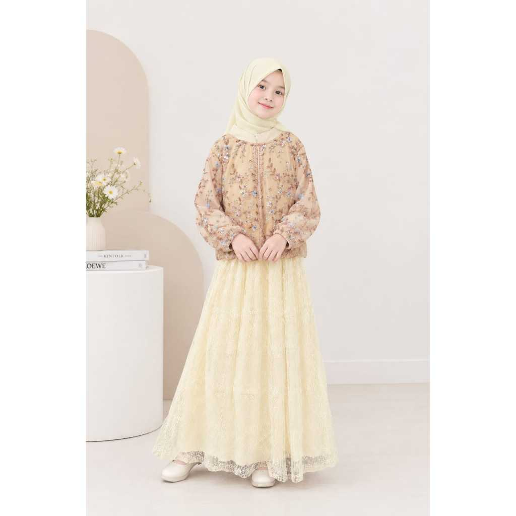 Gamis Lebaran Anak Terbaru 2027 / Gamis Brokat Anak 5-11 Tahun / Gamis Brokat Simple Elegan Mewah / 