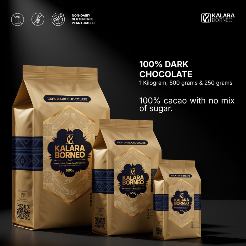100% Couverture Dark Chocolate - Borneo Couverture Dark Chocolate, Cokelat Kalimantan