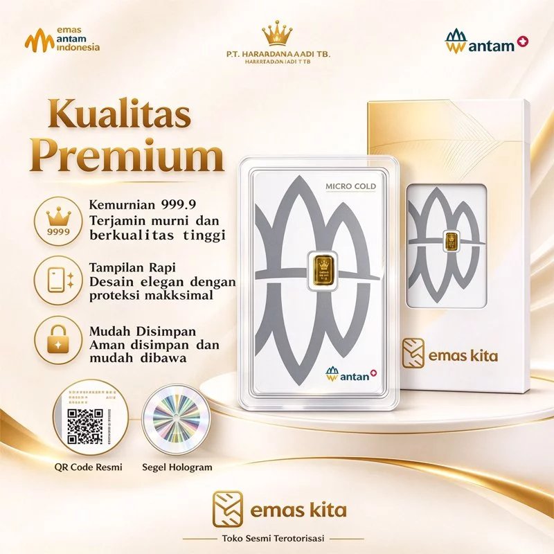 Emas ANTAM 0.1 Gram 24K Logam Mulia Emas Murni Mini Gold Emas Batangan Investasi Hadiah
