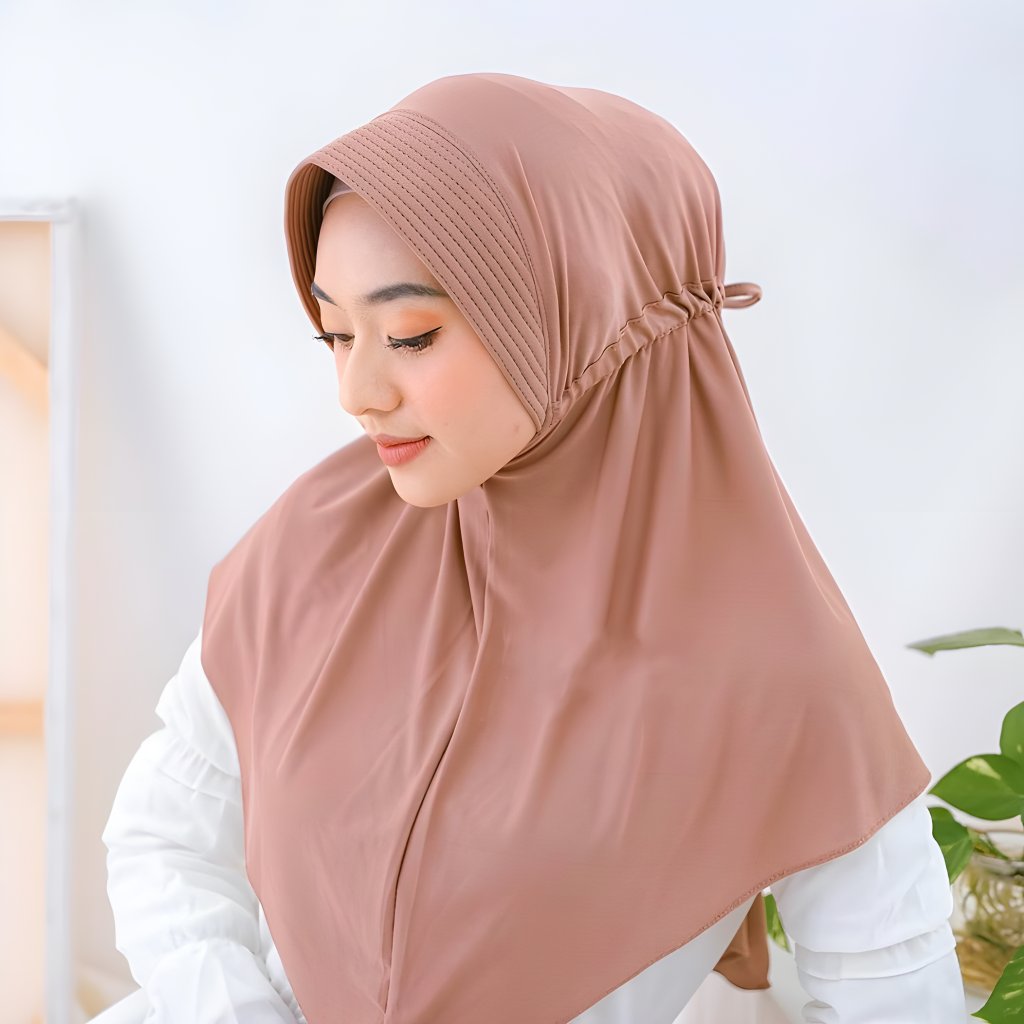 Hijab Instan Amanda Daily Tali Serut Belakang / Jilbab Polos Jersey / Original Amanda