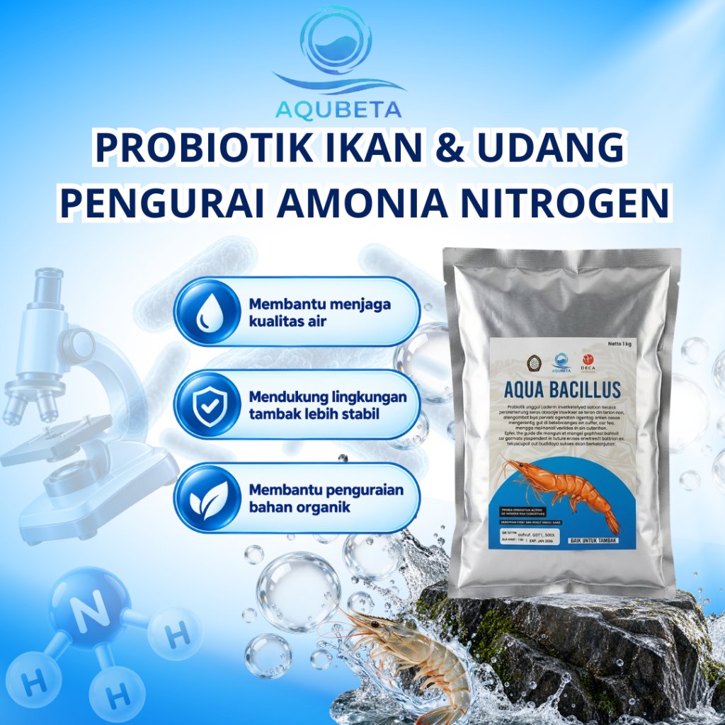 AQUA BACILLUS - Probiotik Tambak Udang & Ikan | Bakteri Bacillus Pengurai Amonia & Probiotik Pencern