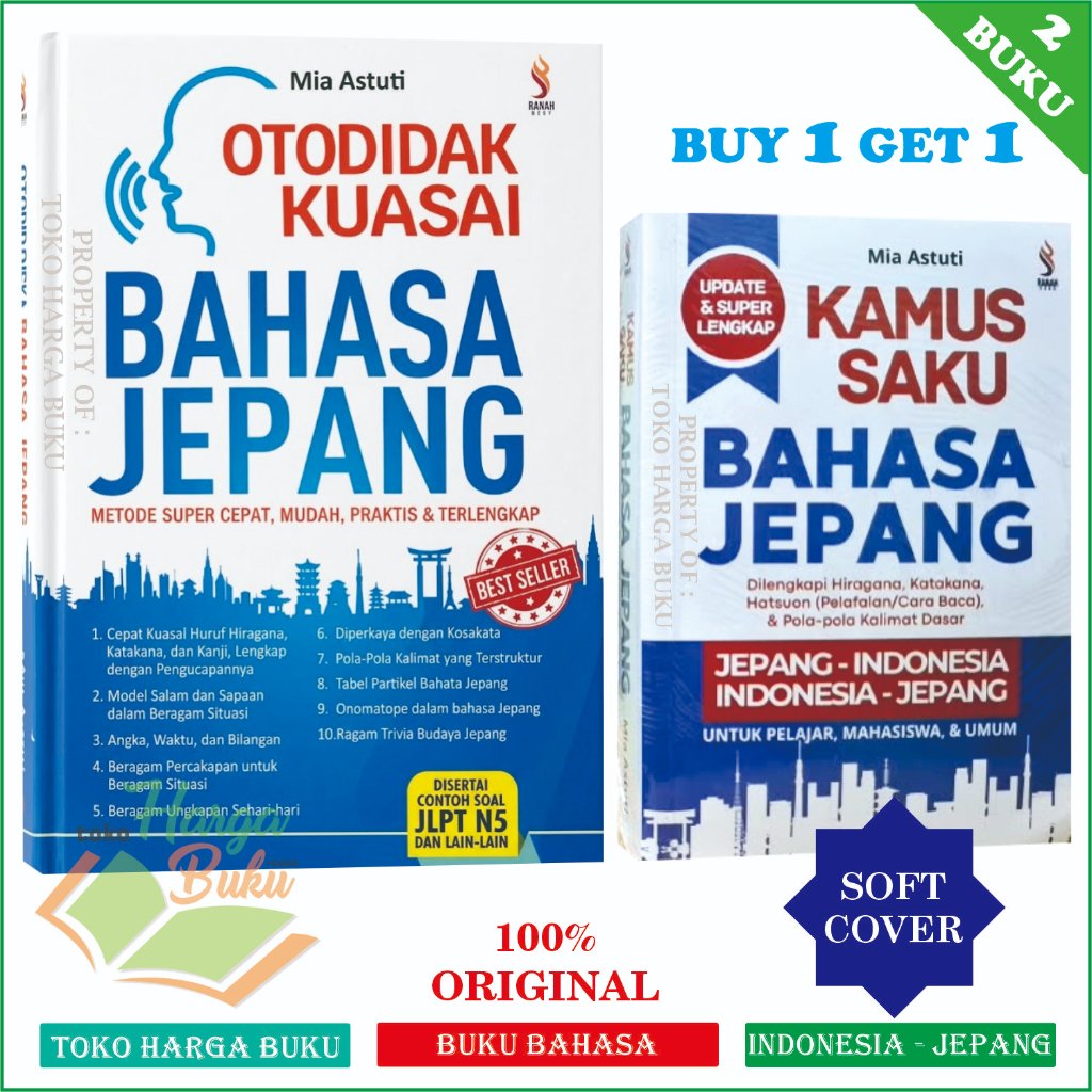 Paket 2 Buku Otodidak Kuasai Bahasa Jepang Dan Kamus Saku Untuk Pelajar Mahasiswa & Umum Ranah Buku