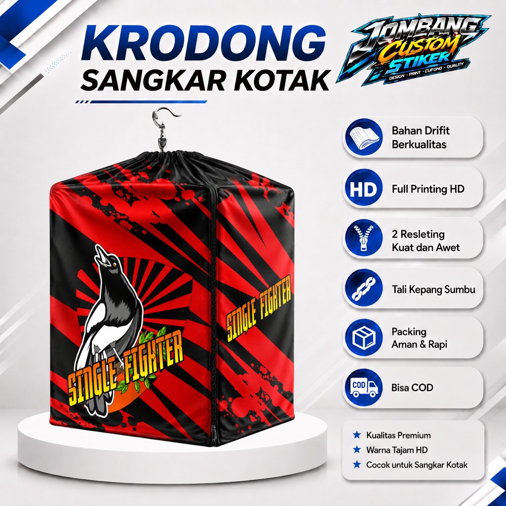 Krodong Sangkar Kotak Kosan Custom Premium | Cover Sangkar | Full Printing HD | Desain Kacer | Jahit