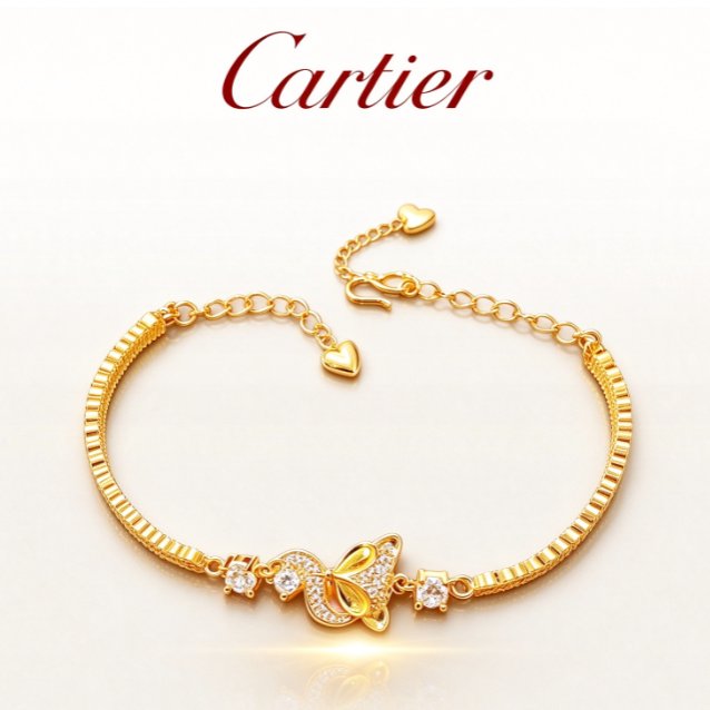 Cartier Gelang desain berlapis emas 24Kk premium Gelang wanita berlapis emas desain anti karat terba