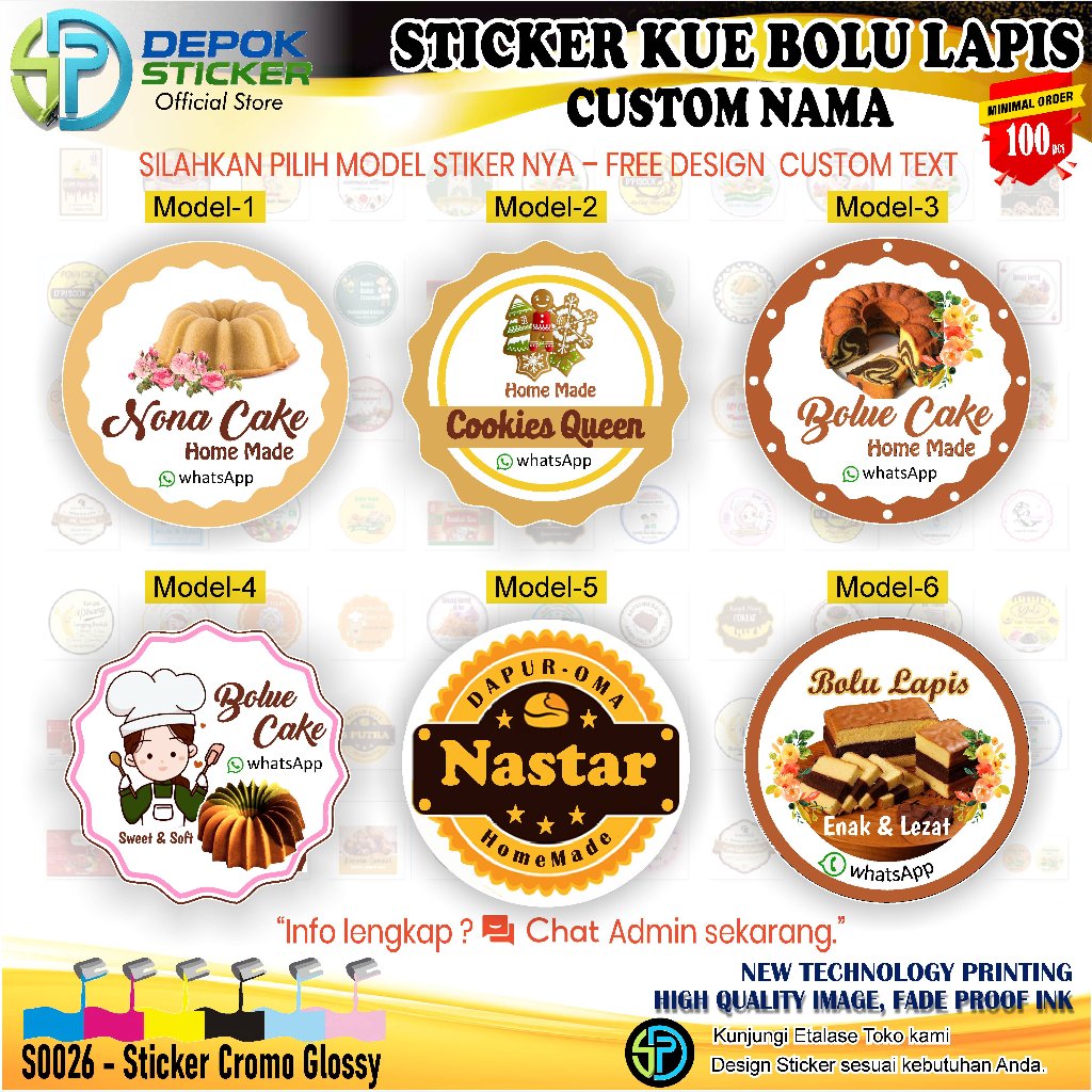 Cetak Stiker label Kue Cake Nastar Bolu